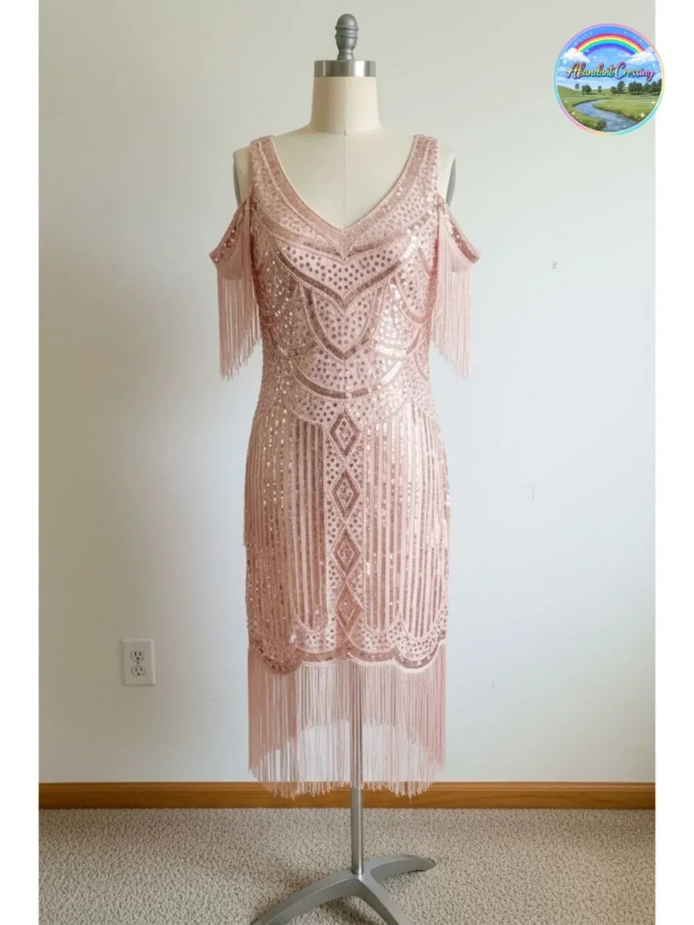 Flapper Dress 1920s Vintage Sequin Beaded Fringe Party Prom Costume